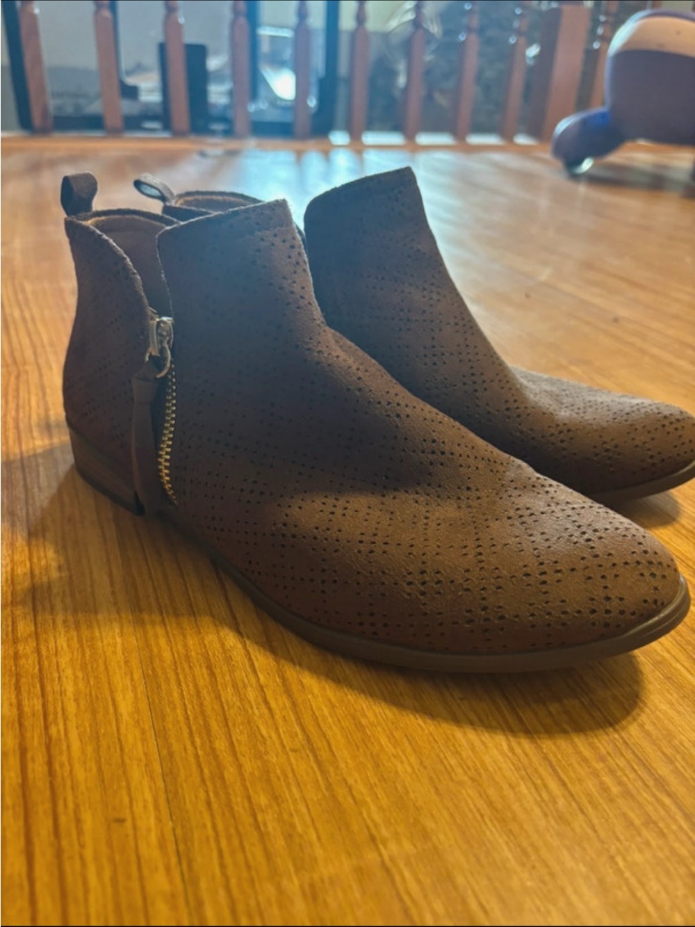 Dr. Scholl's Brown Suede Perforated Chukka Boot with Side Zip